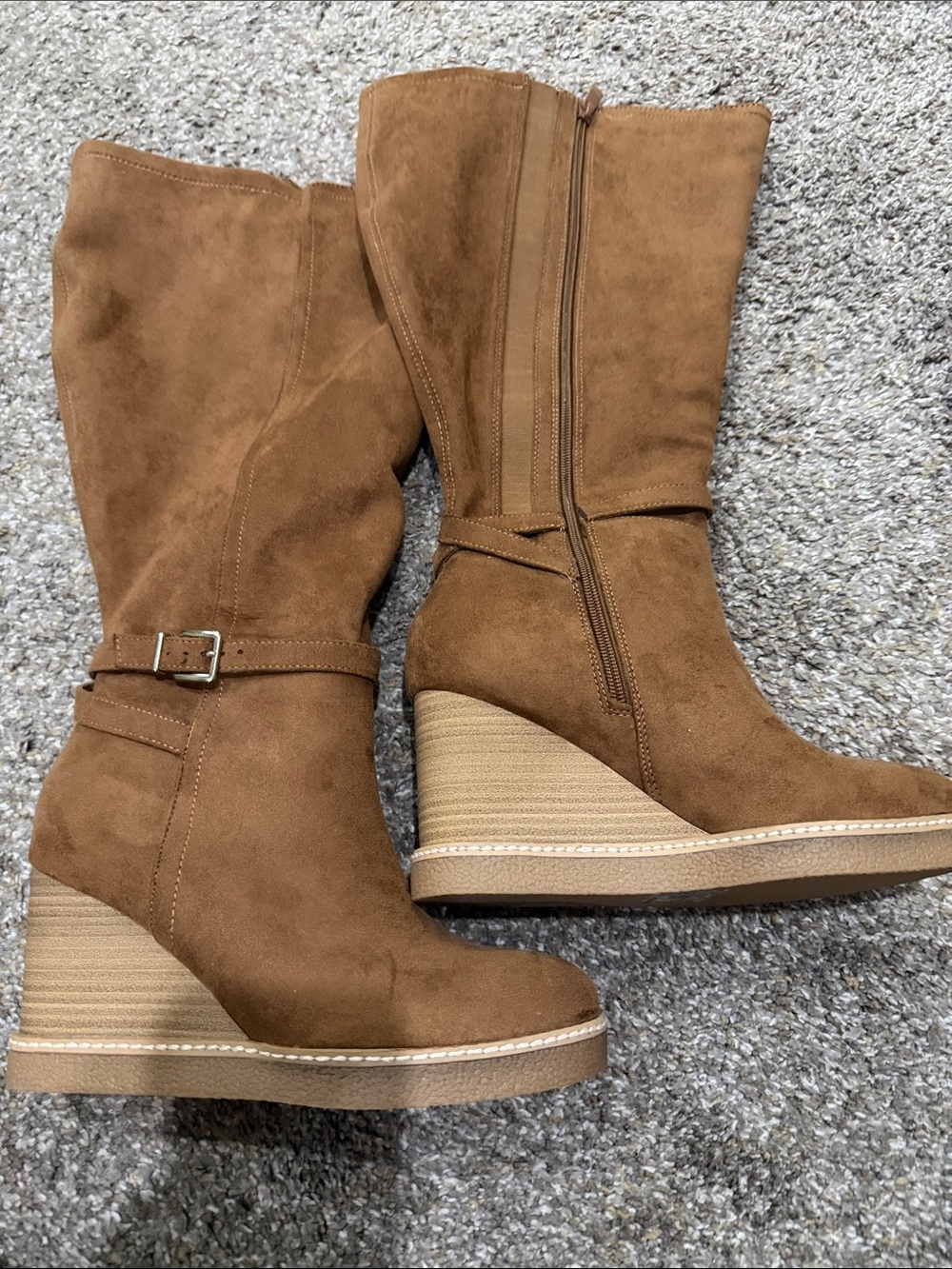 torrid Tan Suede Wedge Mid-Calf Boots